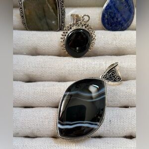 925. Sterling Silver Pendants with Natural Stones